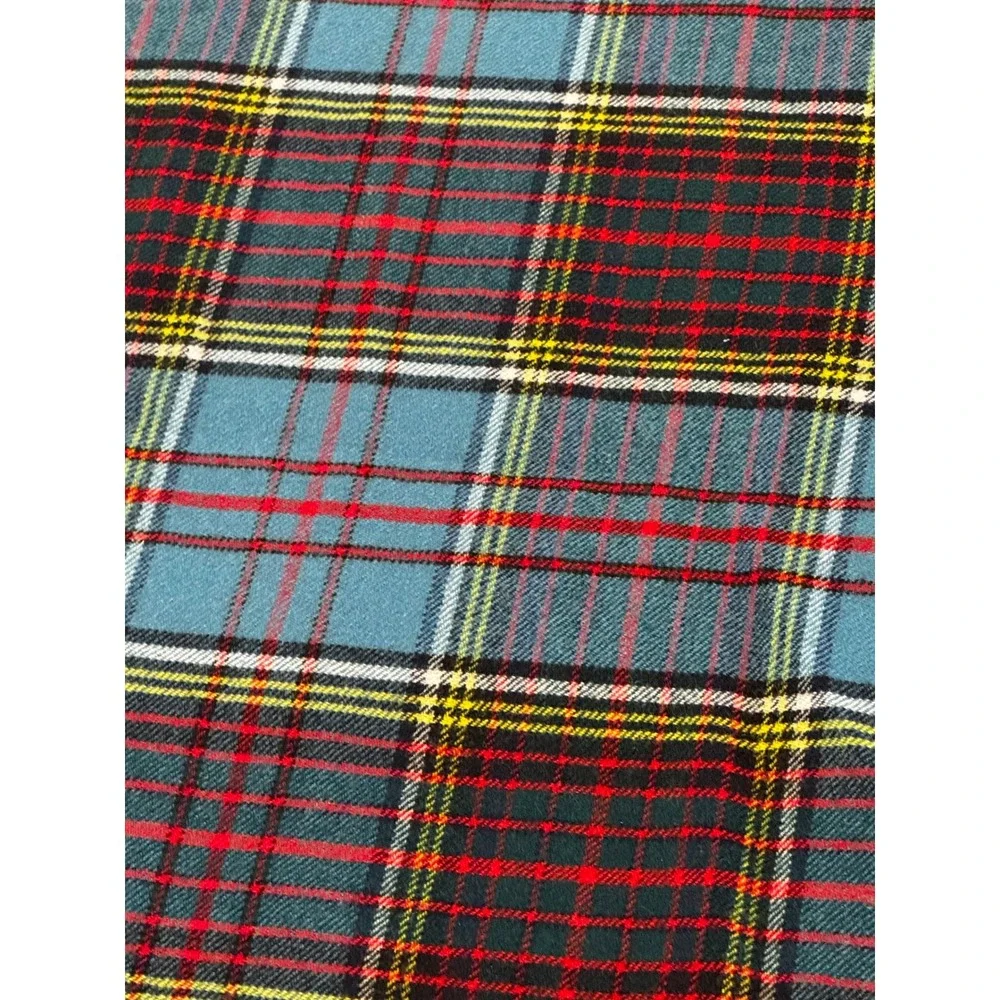 Vintage Blue Tartan Plaid Wool Scarf Fringe 12.5x70 Classic Winter Unisex Wrap